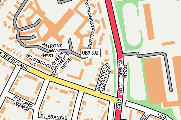 UB9 5JZ map - OS OpenMap – Local (Ordnance Survey)