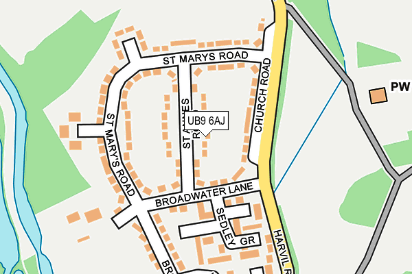 UB9 6AJ map - OS OpenMap – Local (Ordnance Survey)
