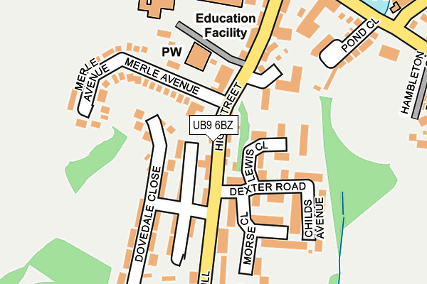 UB9 6BZ map - OS OpenMap – Local (Ordnance Survey)