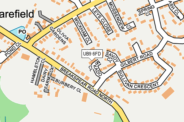 UB9 6FD map - OS OpenMap – Local (Ordnance Survey)