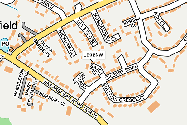 UB9 6NW map - OS OpenMap – Local (Ordnance Survey)