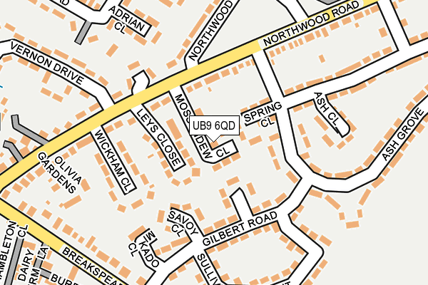 UB9 6QD map - OS OpenMap – Local (Ordnance Survey)