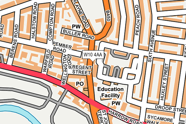 W10 4AA map - OS OpenMap – Local (Ordnance Survey)