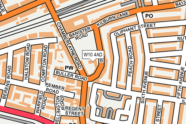 W10 4AD map - OS OpenMap – Local (Ordnance Survey)