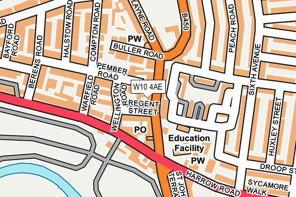 W10 4AE map - OS OpenMap – Local (Ordnance Survey)