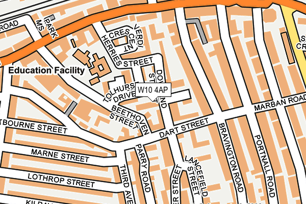 W10 4AP map - OS OpenMap – Local (Ordnance Survey)