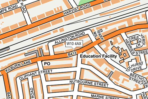 W10 4AX map - OS OpenMap – Local (Ordnance Survey)