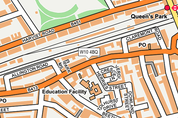 W10 4BQ map - OS OpenMap – Local (Ordnance Survey)