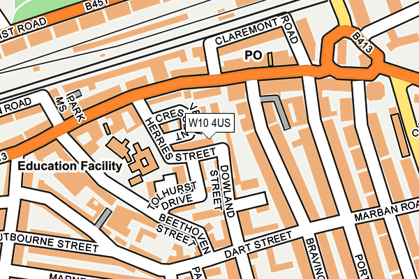 W10 4US map - OS OpenMap – Local (Ordnance Survey)