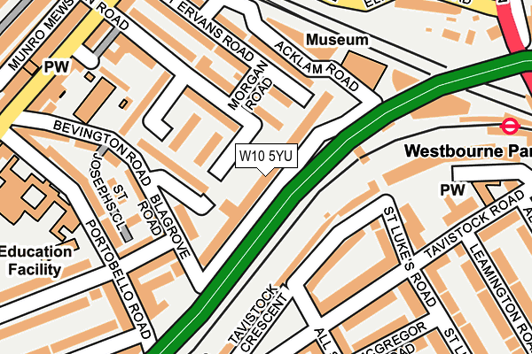 W10 5YU map - OS OpenMap – Local (Ordnance Survey)