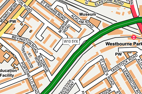 W10 5YX map - OS OpenMap – Local (Ordnance Survey)