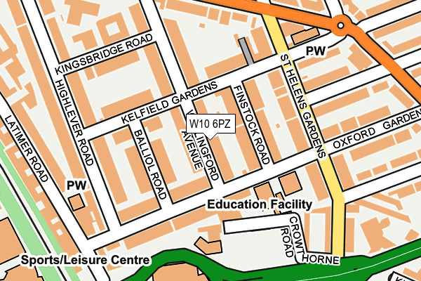 W10 6PZ map - OS OpenMap – Local (Ordnance Survey)