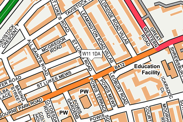W11 1DA map - OS OpenMap – Local (Ordnance Survey)