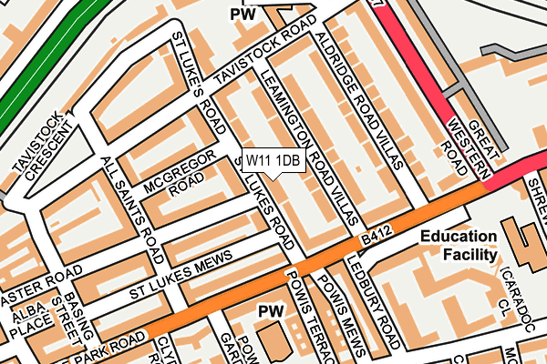 W11 1DB map - OS OpenMap – Local (Ordnance Survey)