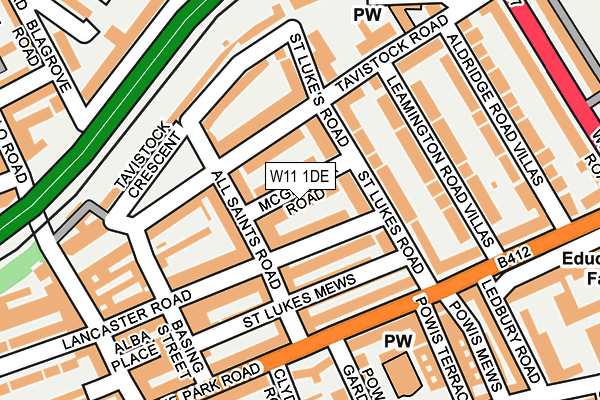 W11 1DE map - OS OpenMap – Local (Ordnance Survey)