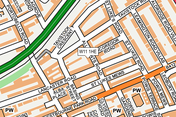 W11 1HE map - OS OpenMap – Local (Ordnance Survey)