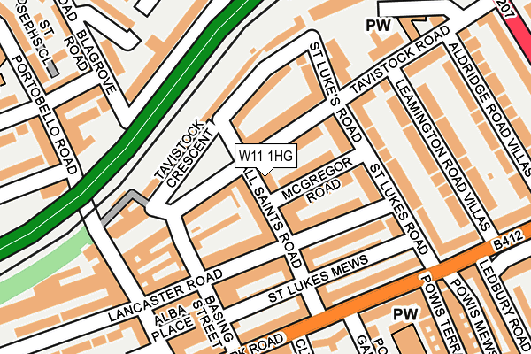 W11 1HG map - OS OpenMap – Local (Ordnance Survey)