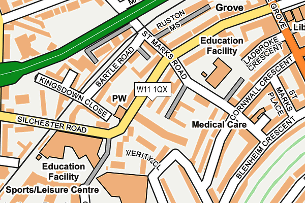 W11 1QX map - OS OpenMap – Local (Ordnance Survey)