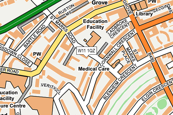 W11 1QZ map - OS OpenMap – Local (Ordnance Survey)