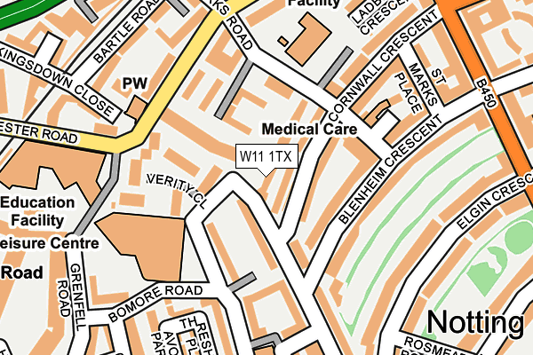 W11 1TX map - OS OpenMap – Local (Ordnance Survey)