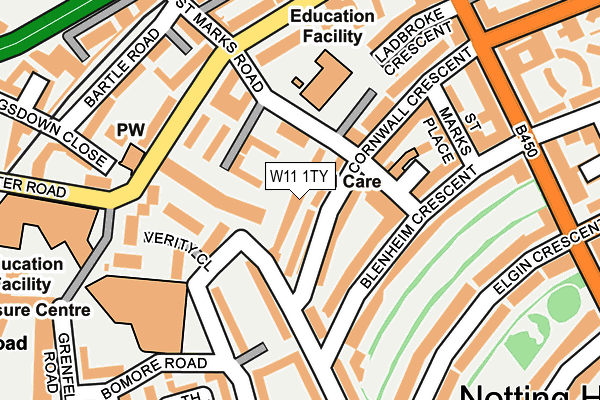 W11 1TY map - OS OpenMap – Local (Ordnance Survey)