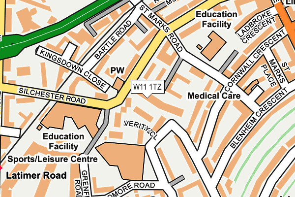 W11 1TZ map - OS OpenMap – Local (Ordnance Survey)