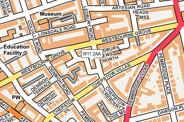W11 2AA map - OS OpenMap – Local (Ordnance Survey)