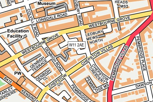 W11 2AE map - OS OpenMap – Local (Ordnance Survey)