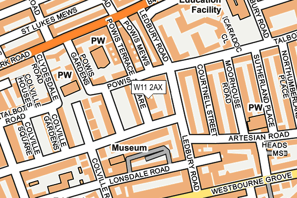 W11 2AX map - OS OpenMap – Local (Ordnance Survey)