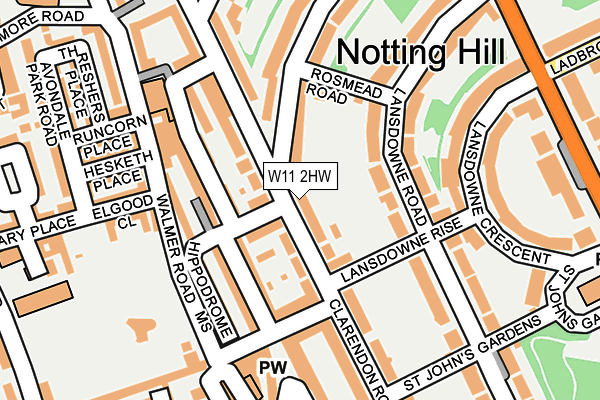 W11 2HW map - OS OpenMap – Local (Ordnance Survey)