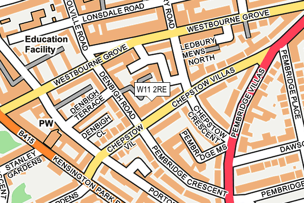 W11 2RE map - OS OpenMap – Local (Ordnance Survey)