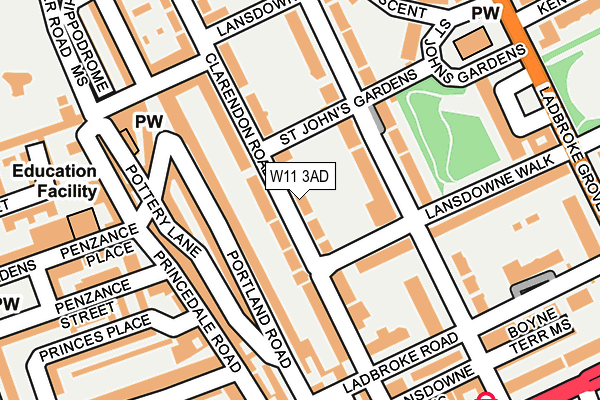 W11 3AD map - OS OpenMap – Local (Ordnance Survey)