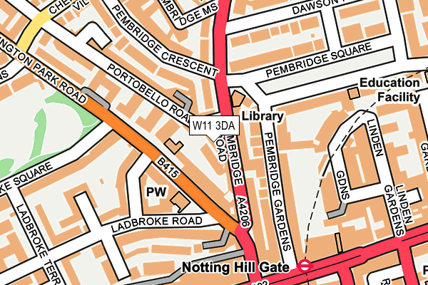 W11 3DA map - OS OpenMap – Local (Ordnance Survey)