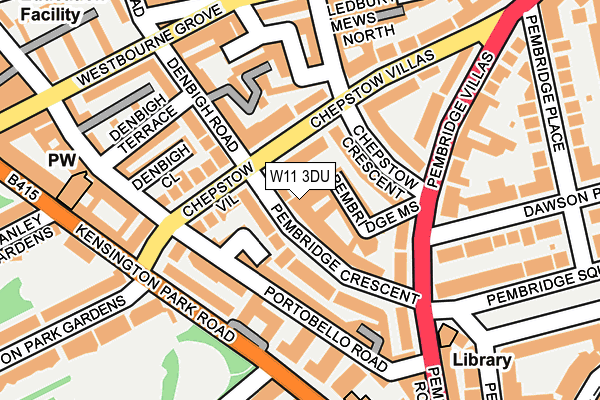 W11 3DU map - OS OpenMap – Local (Ordnance Survey)