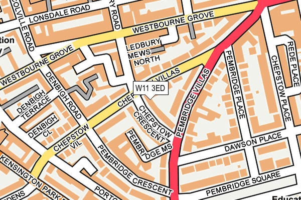 W11 3ED map - OS OpenMap – Local (Ordnance Survey)
