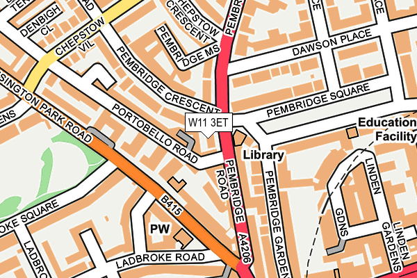 W11 3ET map - OS OpenMap – Local (Ordnance Survey)