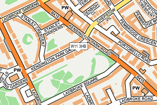 W11 3HB map - OS OpenMap – Local (Ordnance Survey)