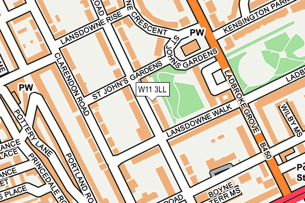 W11 3LL map - OS OpenMap – Local (Ordnance Survey)