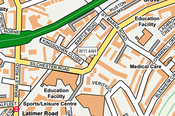 W11 4AH map - OS OpenMap – Local (Ordnance Survey)