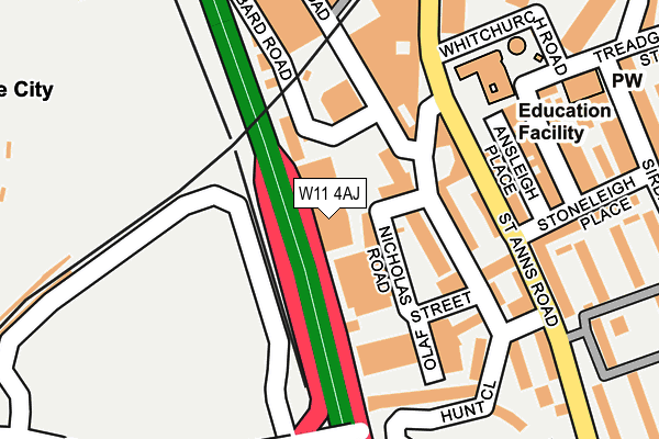 W11 4AJ map - OS OpenMap – Local (Ordnance Survey)