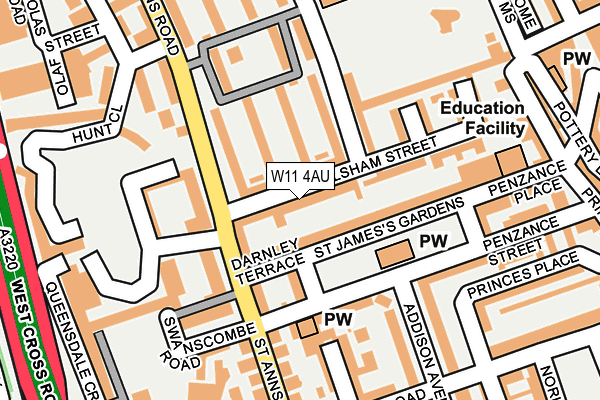 W11 4AU map - OS OpenMap – Local (Ordnance Survey)