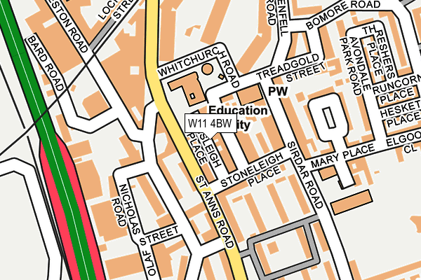 W11 4BW map - OS OpenMap – Local (Ordnance Survey)
