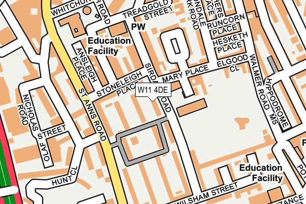 W11 4DE map - OS OpenMap – Local (Ordnance Survey)