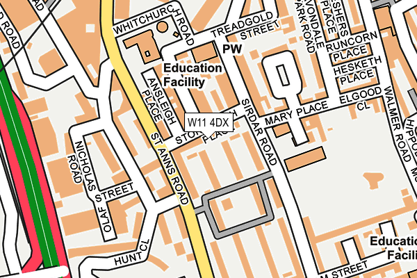 W11 4DX map - OS OpenMap – Local (Ordnance Survey)