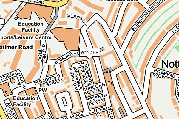 W11 4EP map - OS OpenMap – Local (Ordnance Survey)