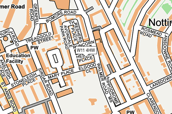 W11 4HW map - OS OpenMap – Local (Ordnance Survey)