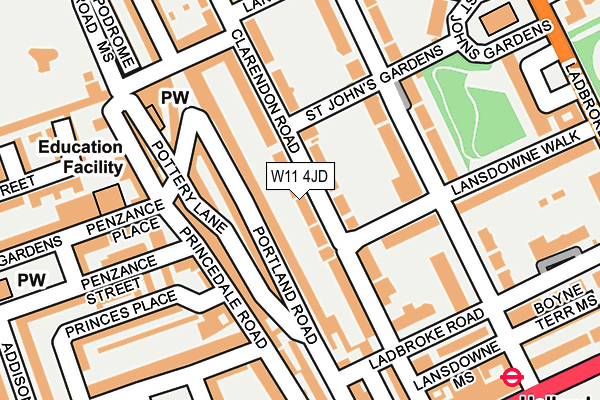 W11 4JD map - OS OpenMap – Local (Ordnance Survey)