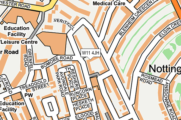 W11 4JH map - OS OpenMap – Local (Ordnance Survey)