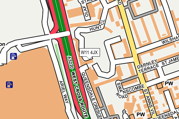 W11 4JX map - OS OpenMap – Local (Ordnance Survey)