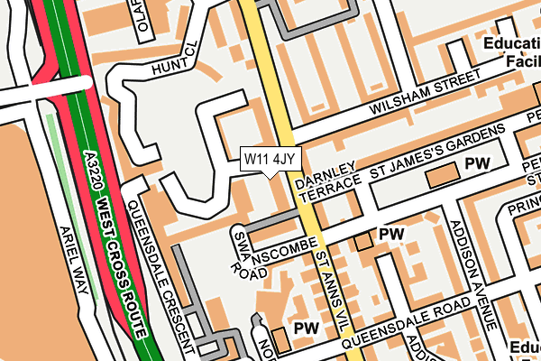 W11 4JY map - OS OpenMap – Local (Ordnance Survey)